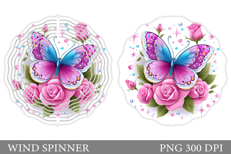 Butterfly Wind Spinner. Butterfly Flowers Wind Spinner
