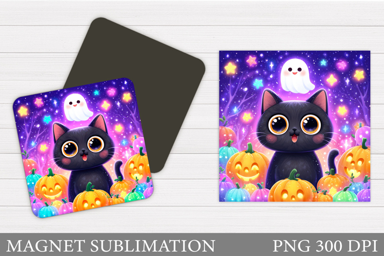 Halloween Cat Magnet Design. Halloween Magnet Sublimation