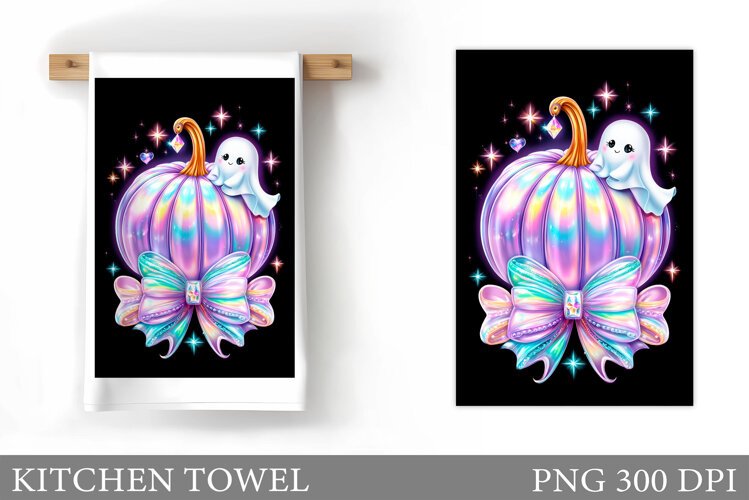Ghost Kitchen Towel. Halloween Kitchen Towel Design example image 1
