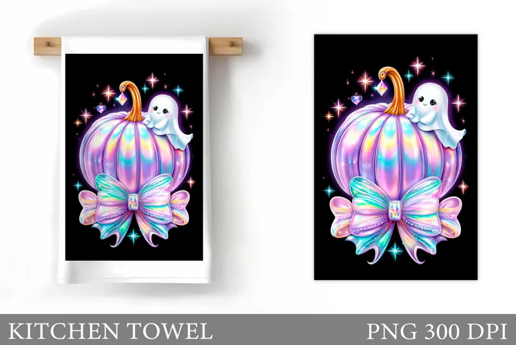 Ghost Kitchen Towel. Halloween Kitchen Towel Design