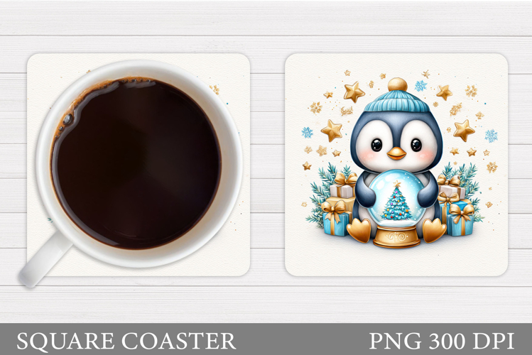 Christmas Penguin Coaster. Christmas Coaster Sublimation
