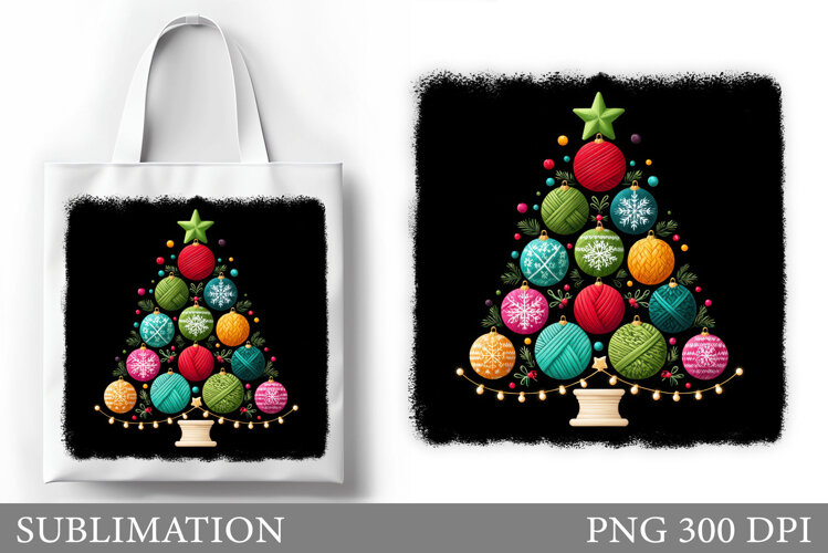 Crochet Christmas Tree Tote Bag. Christmas Tote Bag Design example image 1