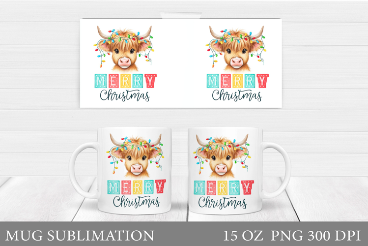 Christmas Cow Mug Design. Christmas Mug Sublimation