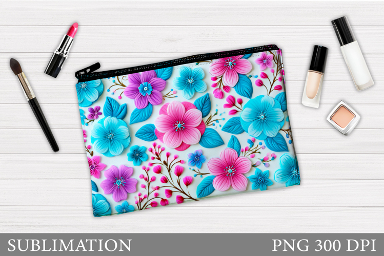 Flowers Makeup Bag Design. Flowers Cosmetics Bag Sublimation
