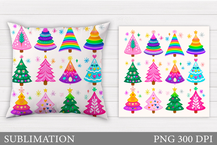 Christmas Tree Pillow Design. Christmas Pillow Sublimation