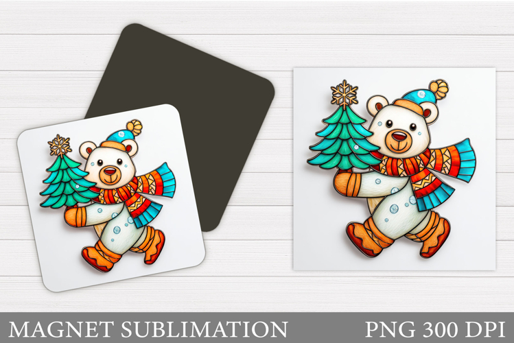 Polar Bear Magnet Design. Christmas Magnet Sublimation