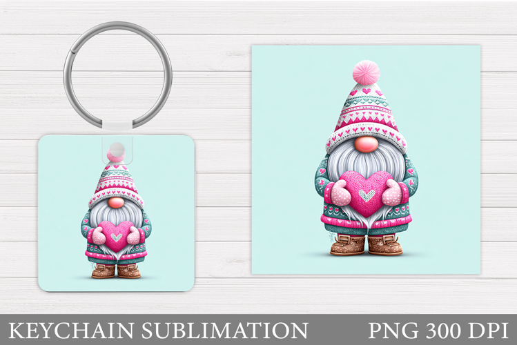 Valentines Gnome Keychain. Valentines Keychain Design