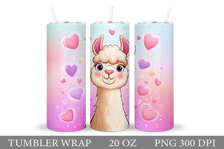 Valentines Lama Tumbler. Valentines Tumbler Sublimation