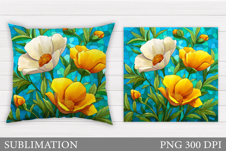 Floral Pillow Design. Flowers Pillow Sublimation example image 1