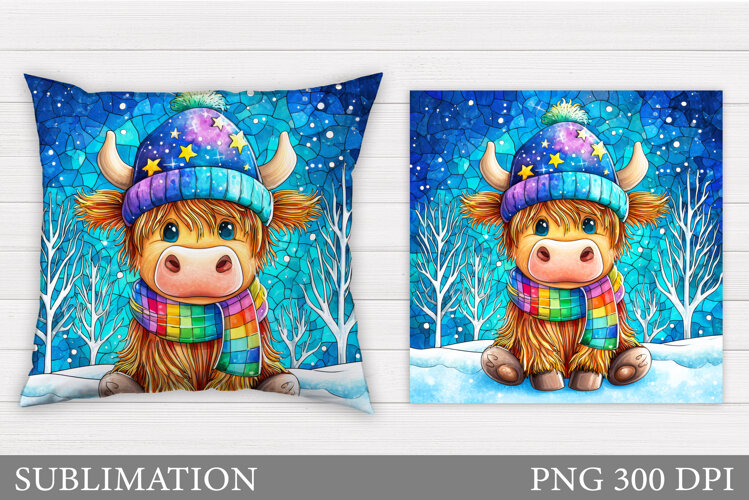 Christmas Cow Pillow Sublimation. Christmas Pillow Design example image 1