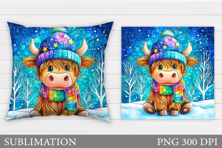 Christmas Cow Pillow Sublimation. Christmas Pillow Design
