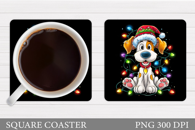 Christmas Dog Coaster Sublimation. Christmas Coaster Design
