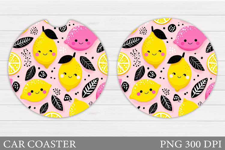 Cute Lemons Car Coaster Design. Cute Lemons Sublimation