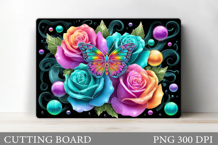 Roses Cutting Board Design. Butterfly Cutting Board