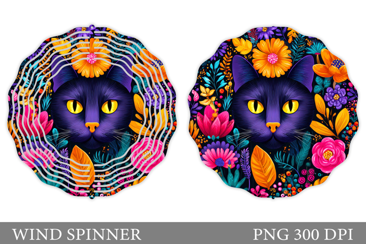 Cute Cat Wind Spinner Design. Cat Flowers Wind Spinner