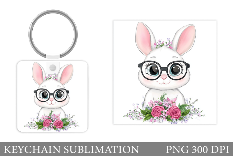 Cute Bunny Keychain Design. Cute Bunny Sublimation