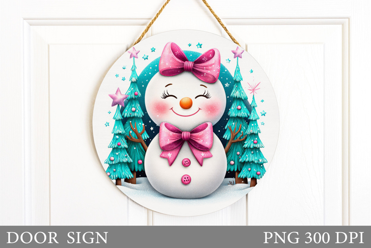 Cute Snowman Door Sign Design. Christmas Sublimation