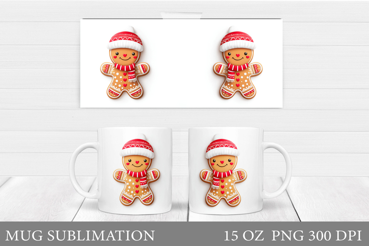 Christmas Mug Sublimation. Cute Gingerbread Mug Design