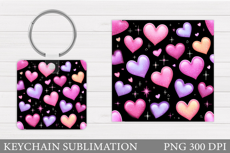 Hearts Keychain Sublimation. Valentine Keychain Design