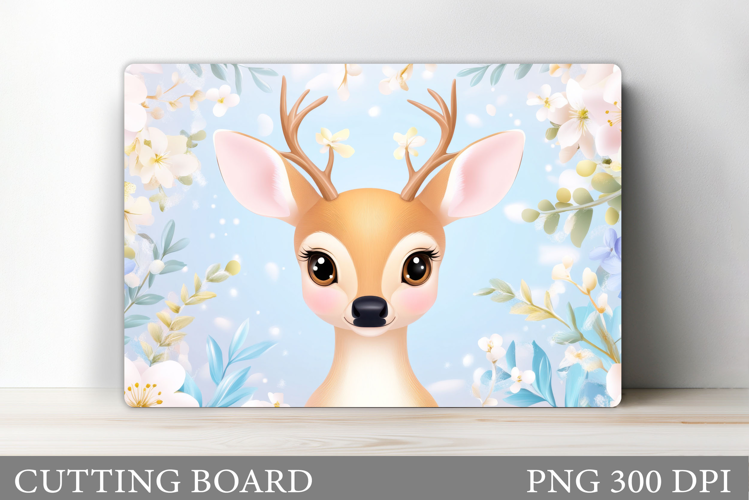 Cute Deer Cutting Board. Deer Flowers Cutting Board Design