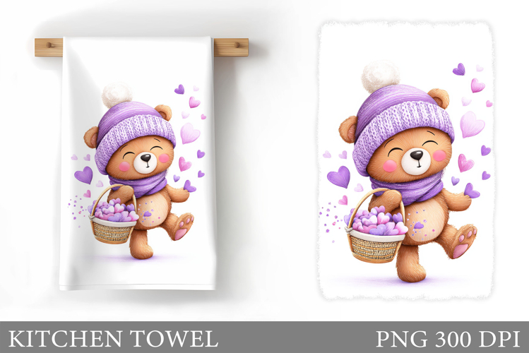 Valentines Bear Kitchen Towel. Valentines Kitchen Towel