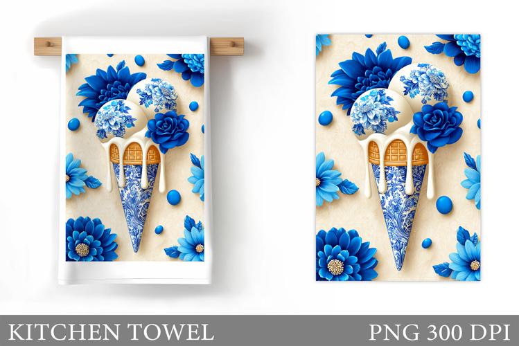 Ice Cream Kitchen Towel Design. Summer Kitchen Towel