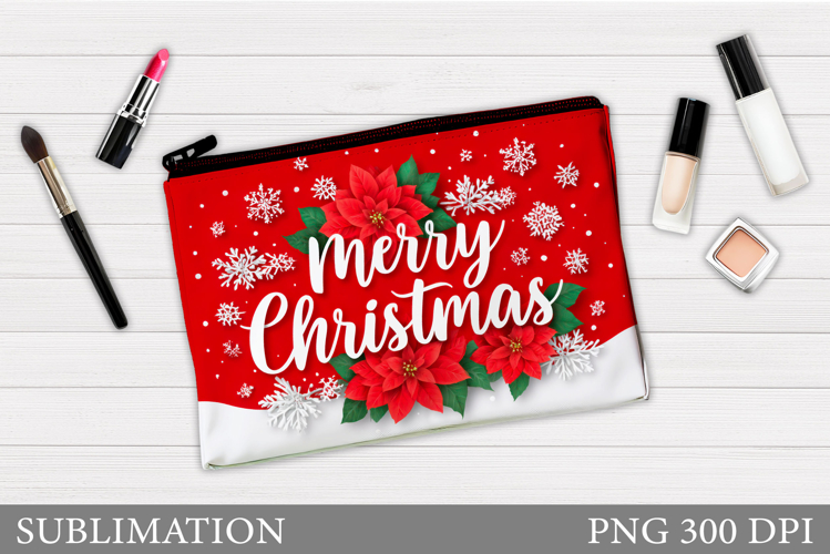 Christmas Makeup Bag Design. Merry Christmas Cosmetics Bag