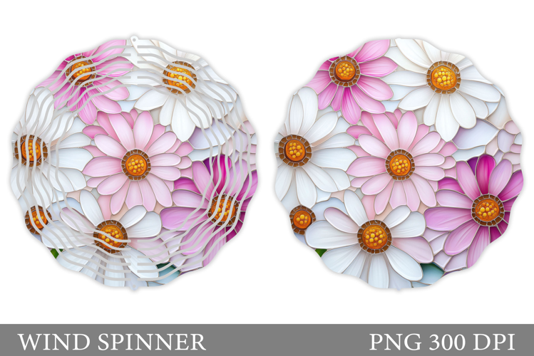 Daisy Flowers Wind Spinner. Floral Wind Spinner Design