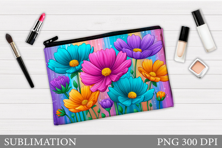 Flowers Makeup Bag Design. Floral Cosmetics Bag Sublimation