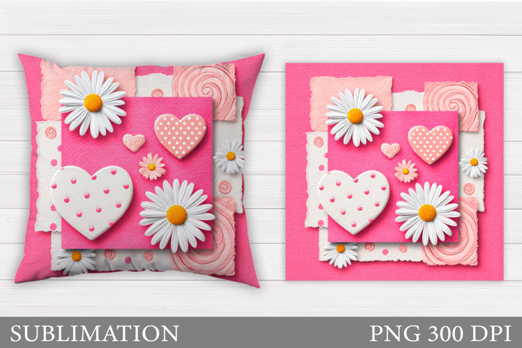 Daisy Flowers Pillow Sublimation. Flowers Pillow Design