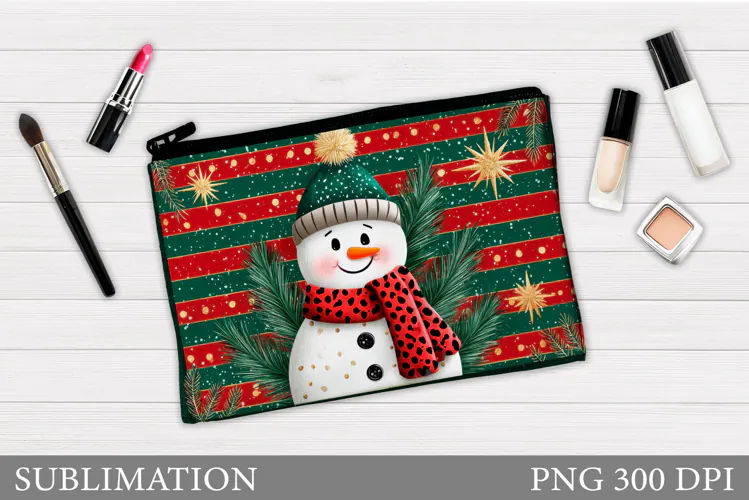 Snowman Cosmetics Bag. Christmas Makeup Bag Sublimation