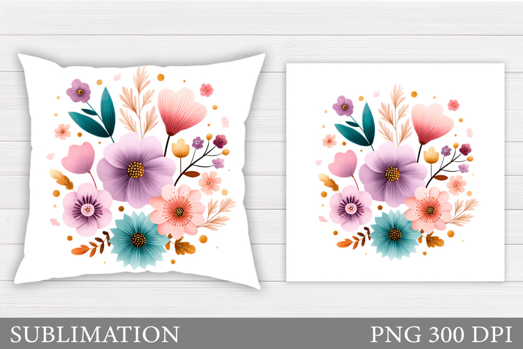 Flowers Pillow Design. Floral Pillow Sublimation