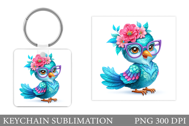 Cute Bird Keychain Design. Cute Bird Sublimation