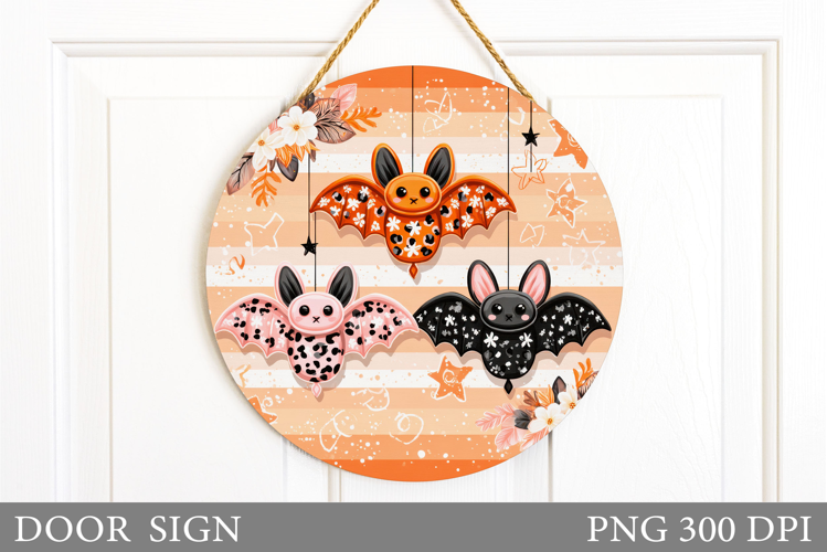 Bat Door Sign Sublimation. Halloween Door Sign Design