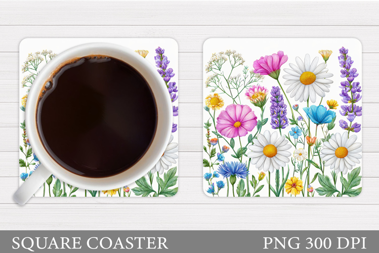 Wildflowers Coaster Design. Flowers Coaster Sublimation