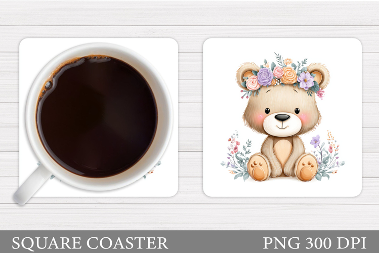 Cute Bear Coaster Design. Cute Bear Sublimation