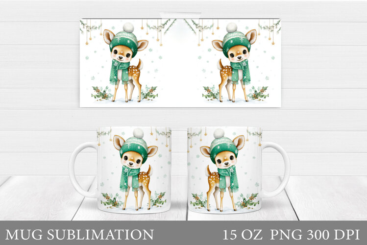 Christmas Deer Mug Design. Cute Deer Mug Sublimation example image 1