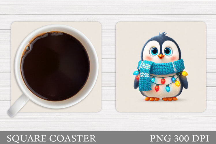 Christmas Penguin Coaster. Christmas Coaster Design example image 1