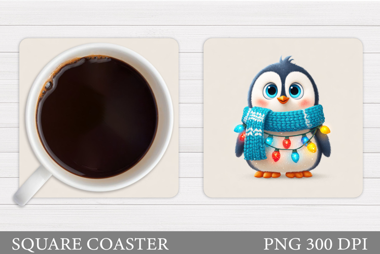 Christmas Penguin Coaster. Christmas Coaster Design