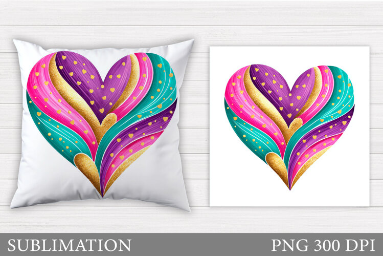 Valentines Pillow Design. Heart Pillow Sublimation example image 1