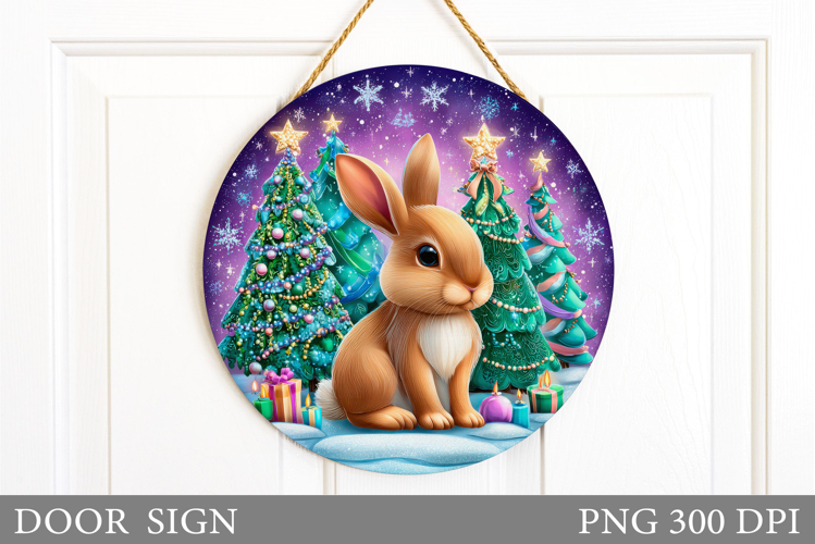 Christmas Bunny Door Sign. Christmas Door Sign Sublimation