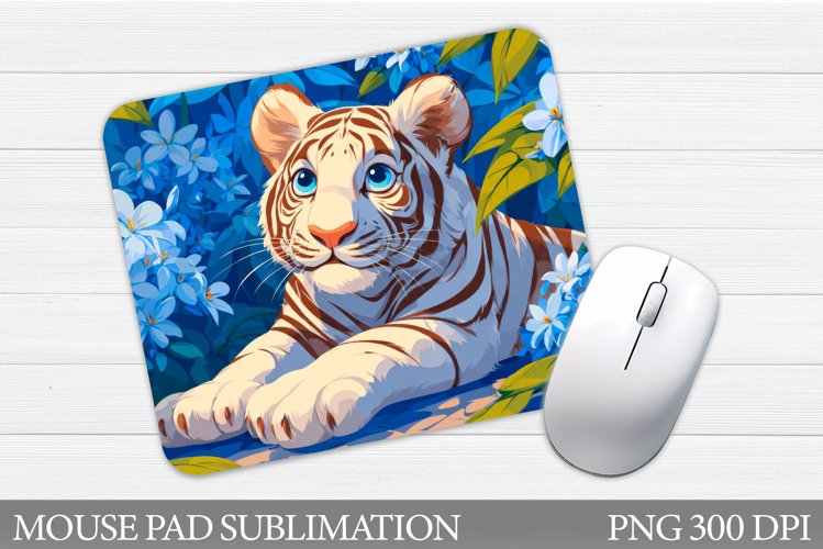Tiger Mouse Pad Design. Tiger Flowers Sublimation