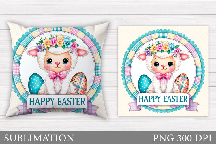 Easter Lamb Pillow Design. Easter Pillow Sublimation example image 1