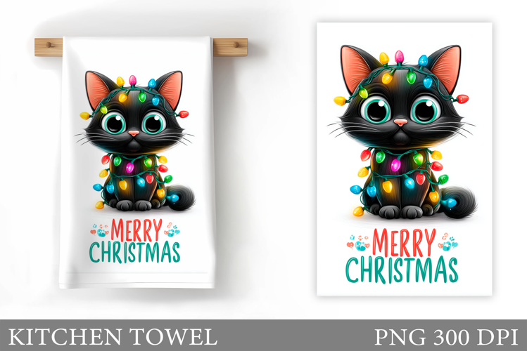 Christmas Cat Kitchen Towel. Christmas Kitchen Towel Design