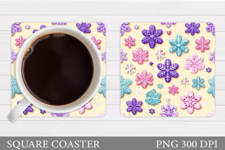 Snowflakes Coaster Sublimation. Snowflakes Sublimation