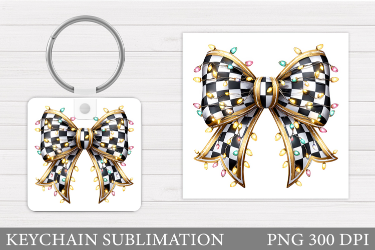 Christmas Bow Keychain. Christmas Keychain Sublimation
