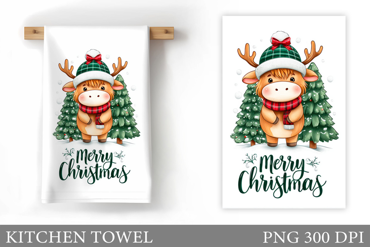 Christmas Cow Kitchen Towel Design. Christmas Kitchen Towel