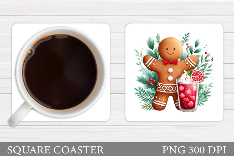 Gingerbread Coaster Design. Christmas Coaster Sublimation