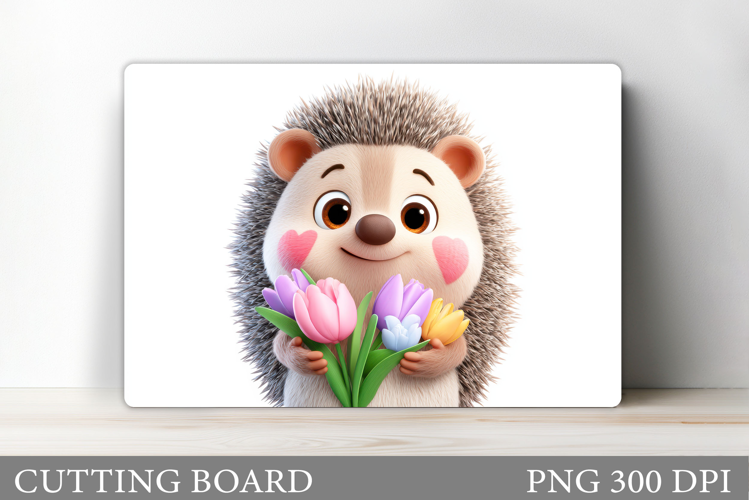 Hedgehog Cutting Board Design. Cute Hedgehog Sublimation