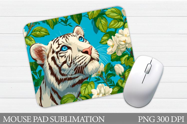 Tiger Mouse Pad Design. Tiger Flowers Sublimation